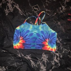 Tie dye criss cross bikini top NWT